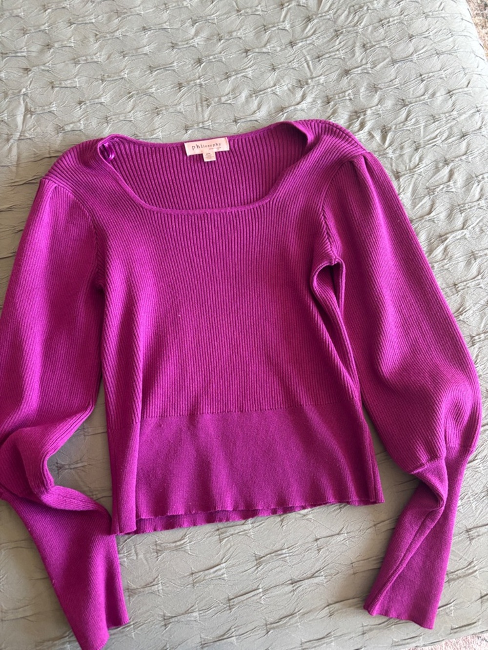 Philosophy Magenta Scoop-Neck Ribbed Knit Sweater